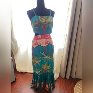 Tropica Vacationl Teal  Maxi Dress